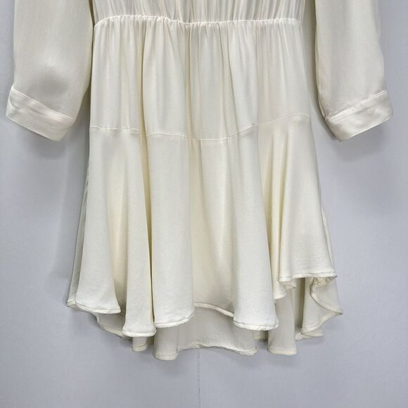 Karina Grimaldi Jack Solid Mini Dress Ivory White Long Sleeve Keyhole Size M - Picture 4 of 15